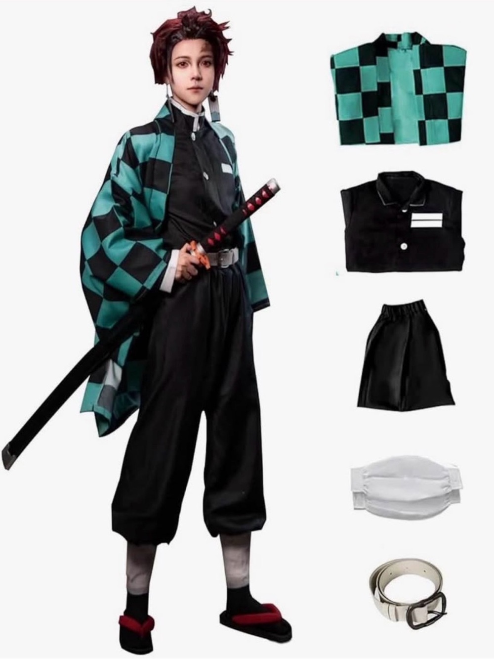 Demon Slayer Tanjiro Kamado Cosplay Costume Adult Large – Worn Once